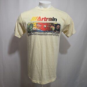 VTG Artrain Single Stitch Tee Shir Adult Size Large Light Yellow MLK Liberty Map